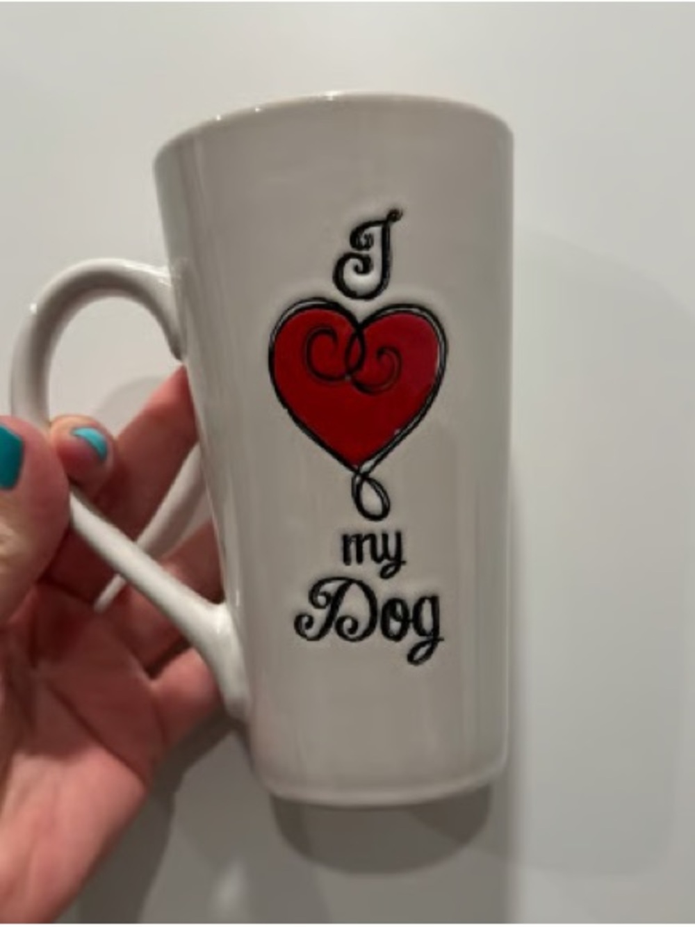 White Ceramic 'I ♥ My Dog' Mug with Red Heart